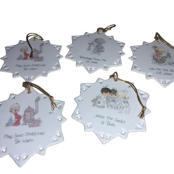 Precious Moments Snowflake Christmas Ornaments Set of 5 - Picture 4 of 9